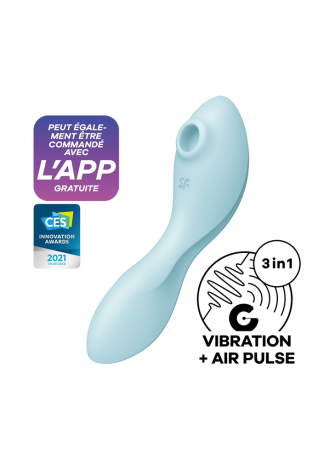 Vibromasseur connecté 3 en 1 Bleu USB Curvy Trinity 5+ - CC597823